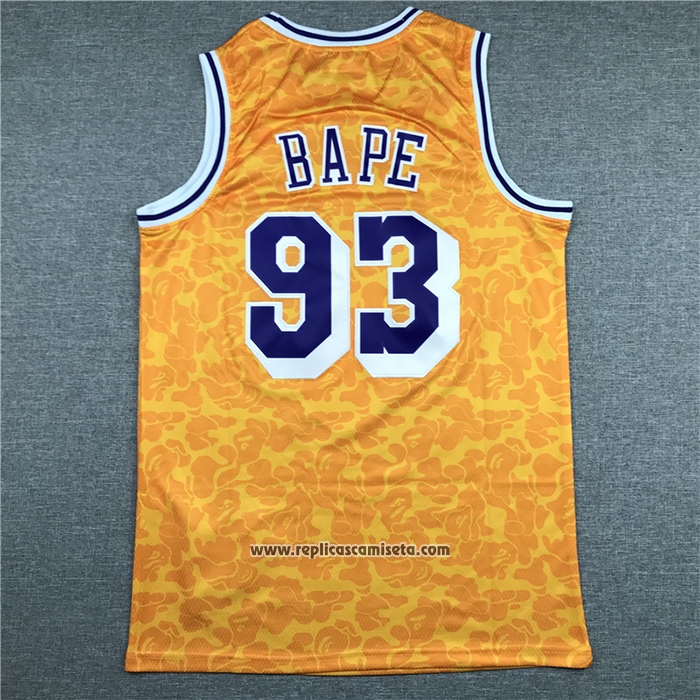 Camiseta Los Angeles Lakers Bape #93 Mitchell & Ness Amarillo